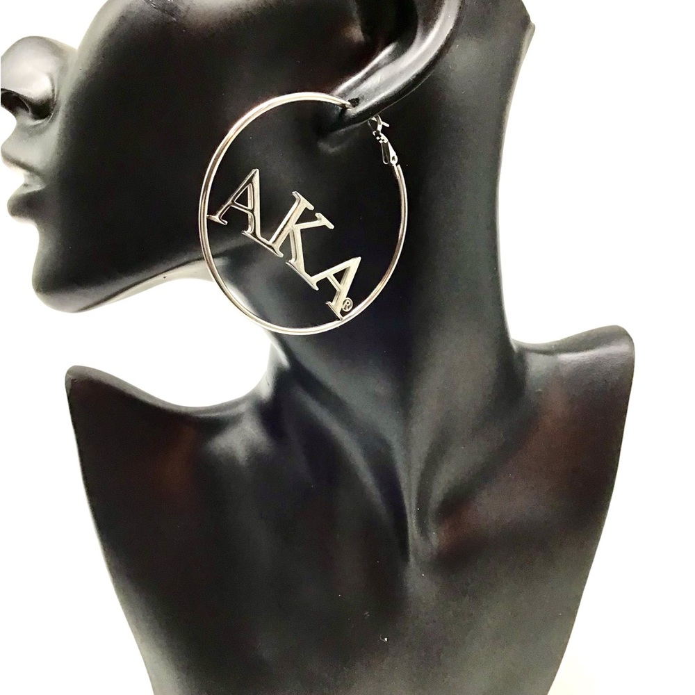 Alpha Kappa Alpha Silver Hoop Earrings